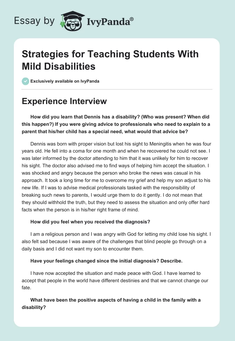Strategies for Teaching Students With Mild Disabilities. Page 1