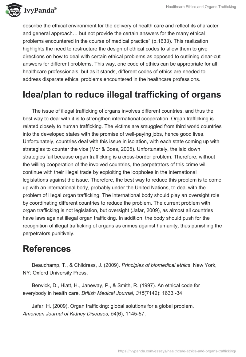 Healthcare Ethics and Organs Trafficking. Page 2