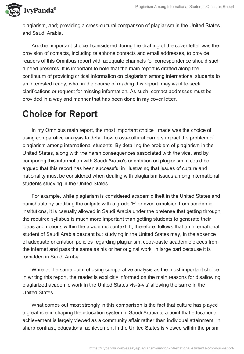 Plagiarism Among International Students: Omnibus Report. Page 2