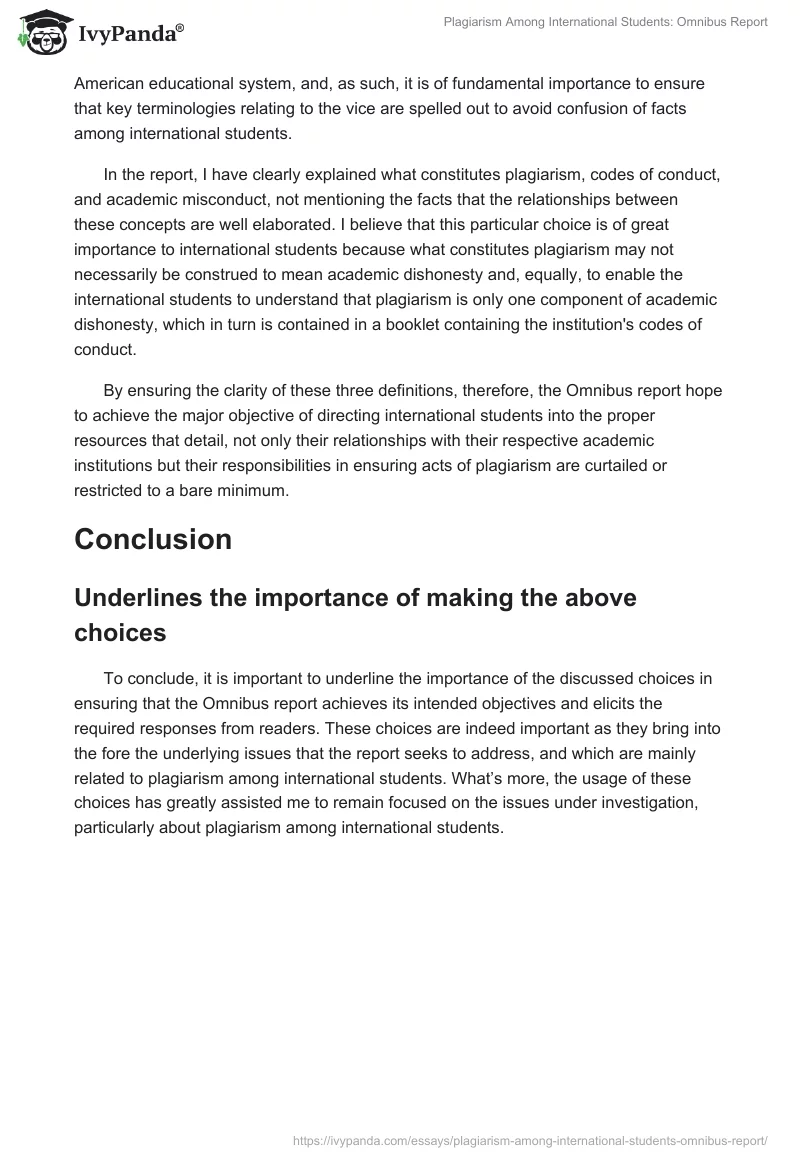 Plagiarism Among International Students: Omnibus Report. Page 4
