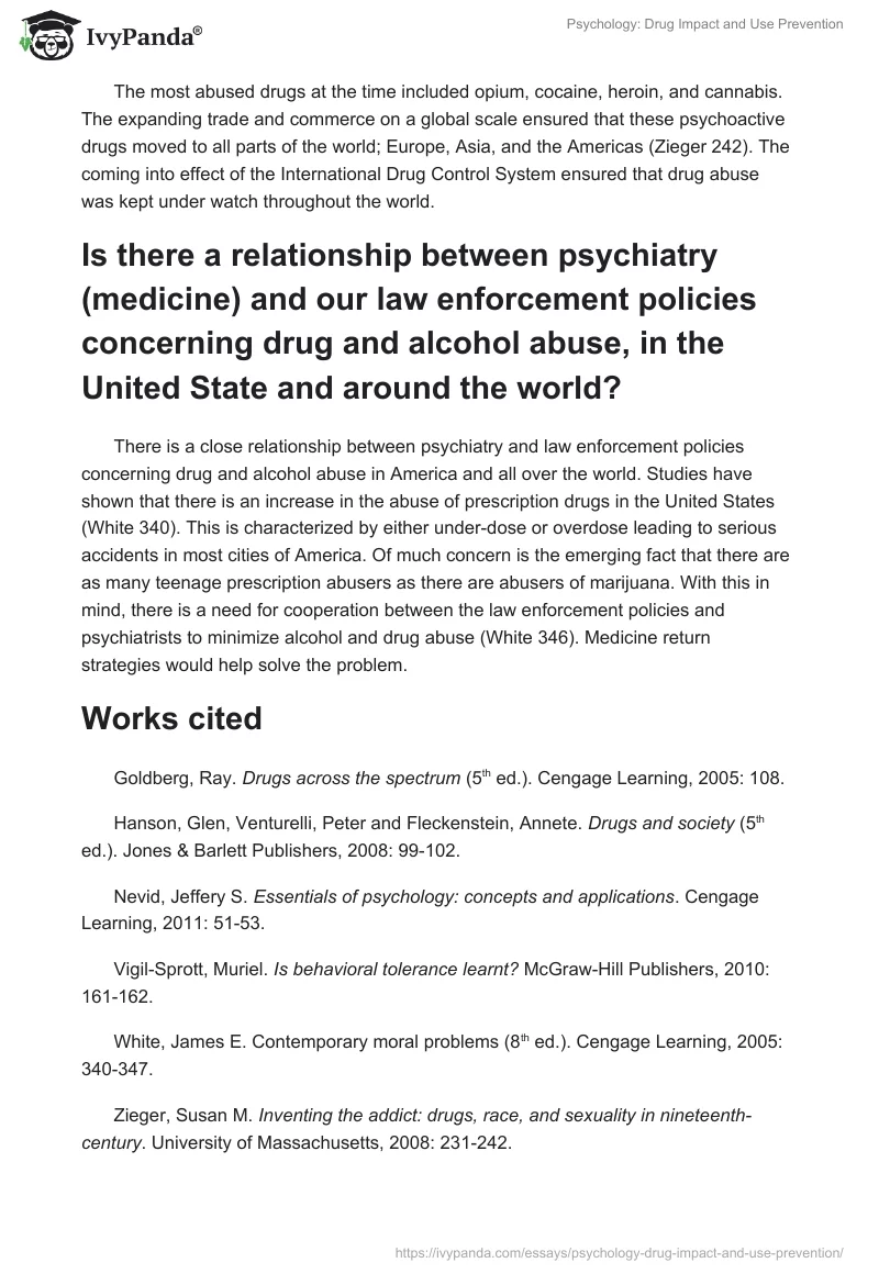Psychology: Drug Impact and Use Prevention. Page 4