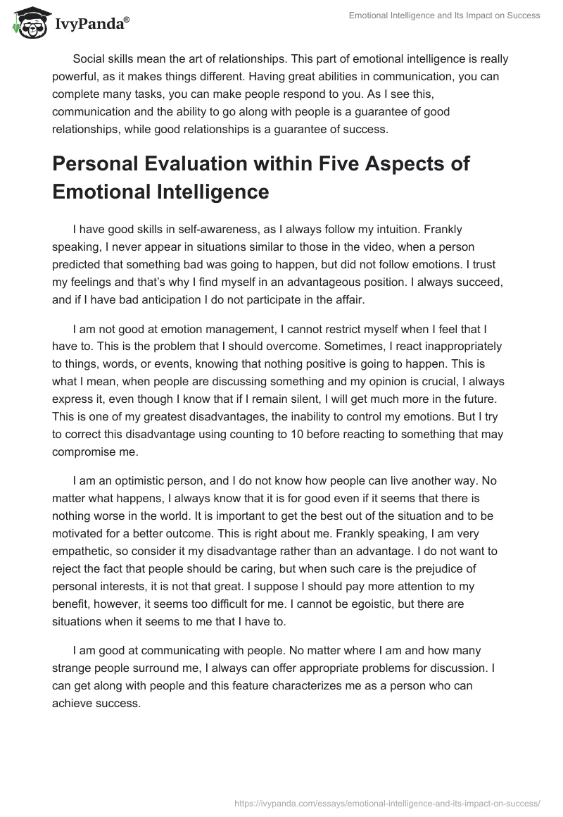Emotional Intelligence and Its Impact on Success. Page 2