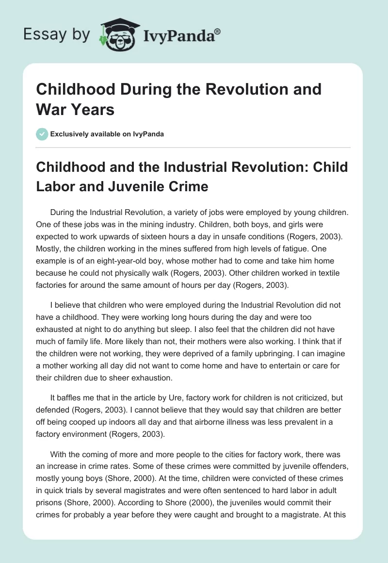 Childhood During the Revolution and War Years. Page 1