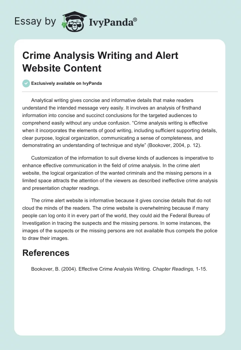Crime Analysis Writing and Alert Website Content. Page 1