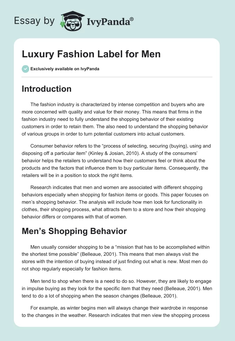 Luxury Fashion Label for Men. Page 1