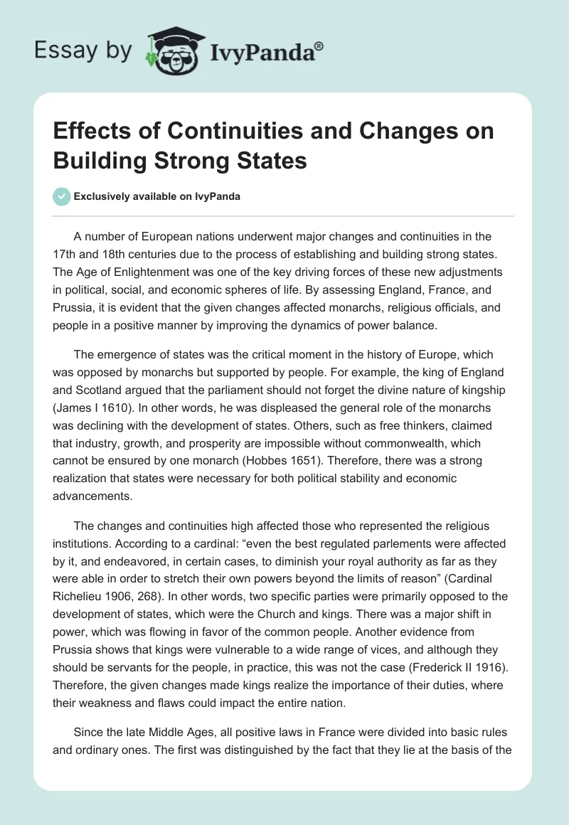 Effects of Continuities and Changes on Building Strong States. Page 1