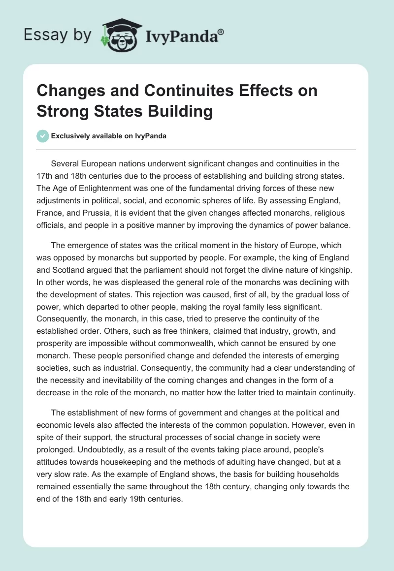 Changes and Continuites Effects on Strong States Building. Page 1