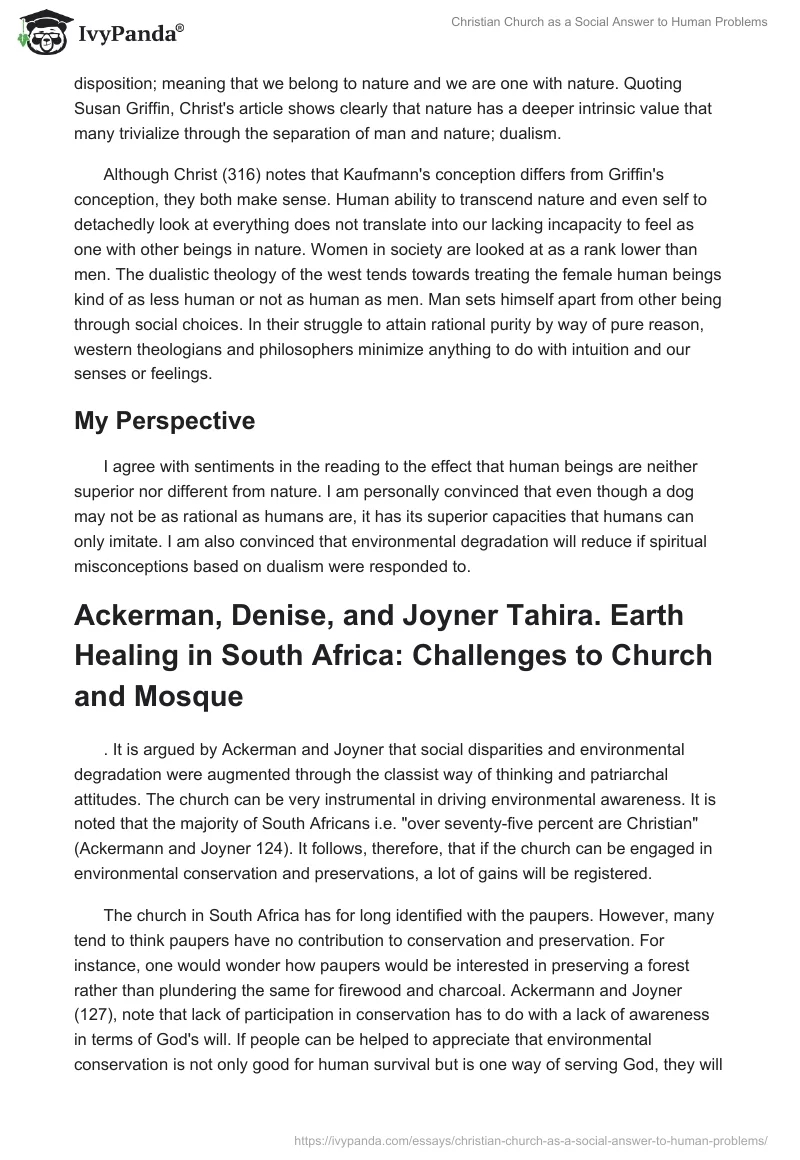 Christian Church as a Social Answer to Human Problems. Page 3