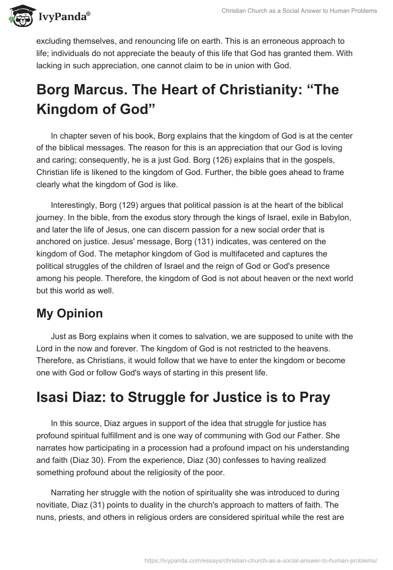 Christian Church as a Social Answer to Human Problems. Page 5