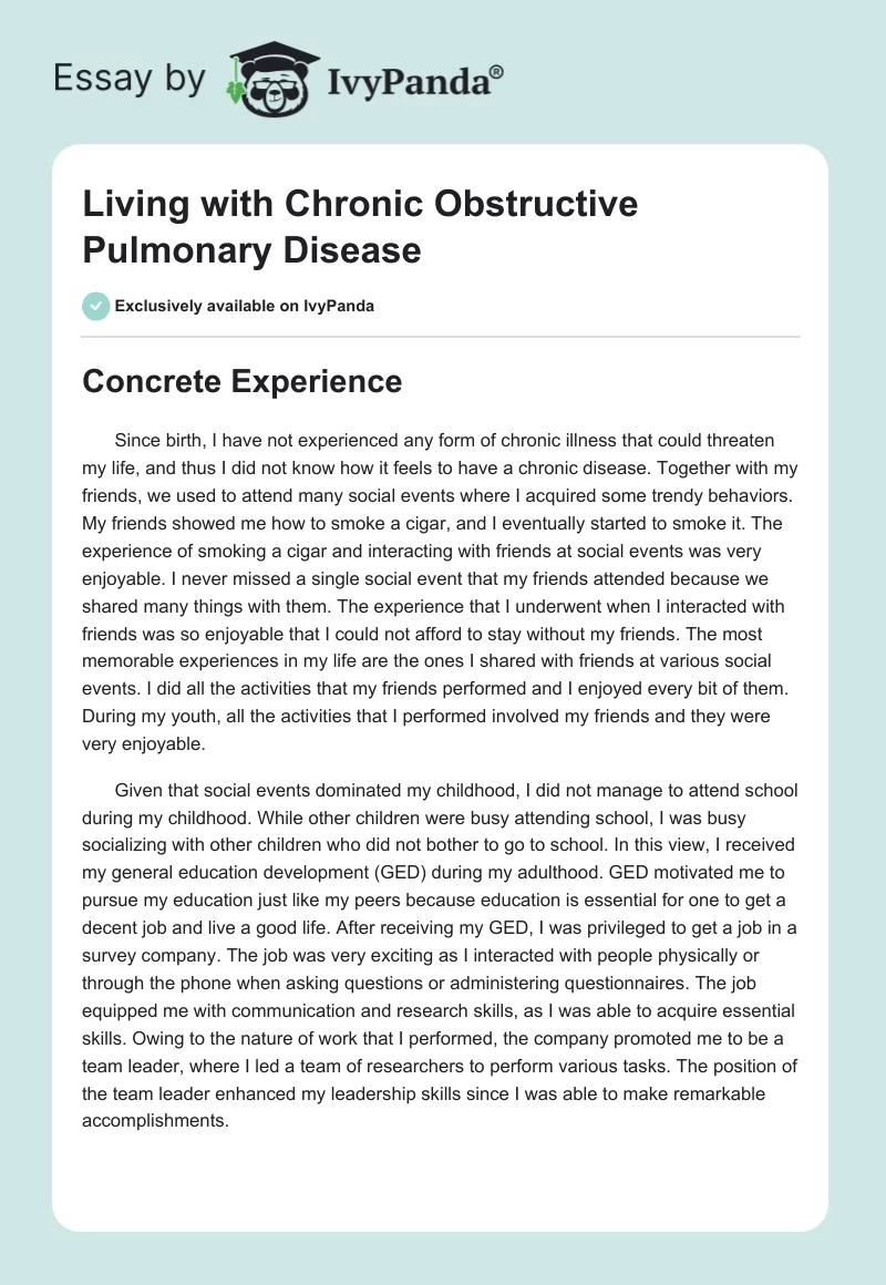 Living with Chronic Obstructive Pulmonary Disease. Page 1