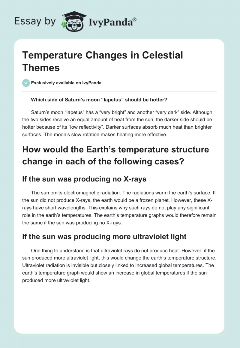 Temperature Changes in Celestial Themes. Page 1