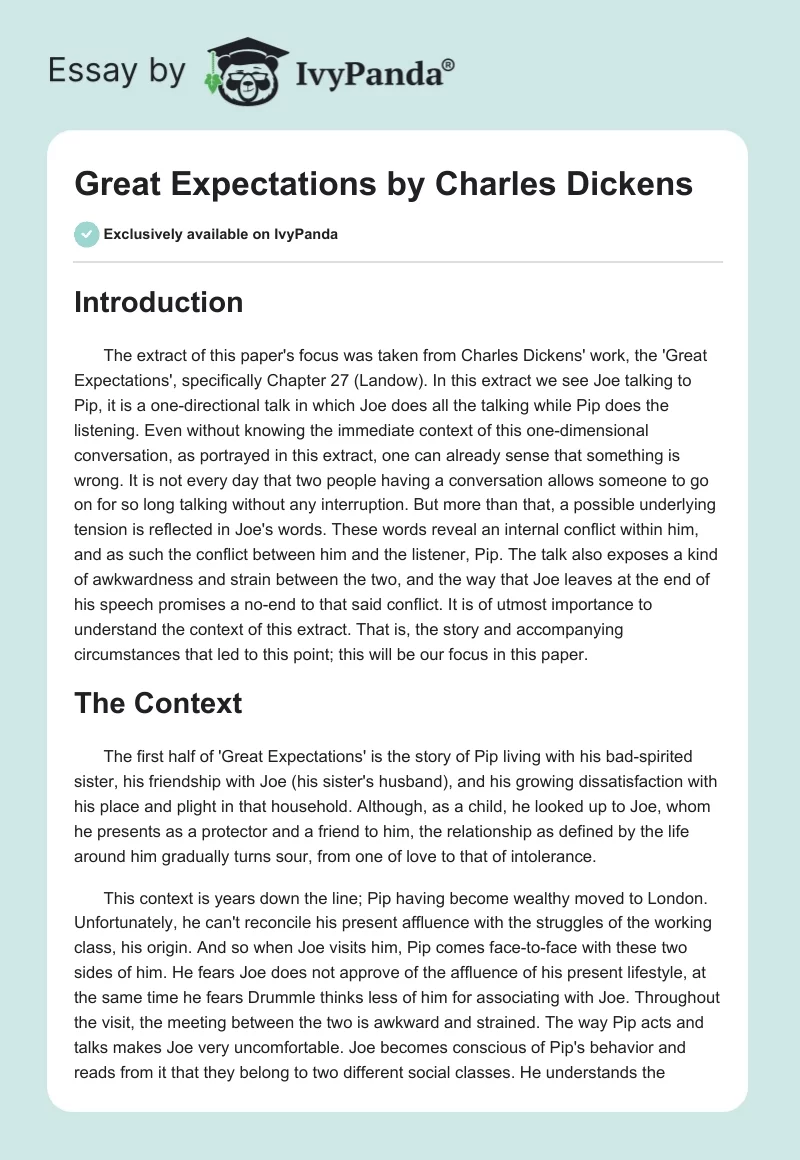 "Great Expectations" by Charles Dickens. Page 1