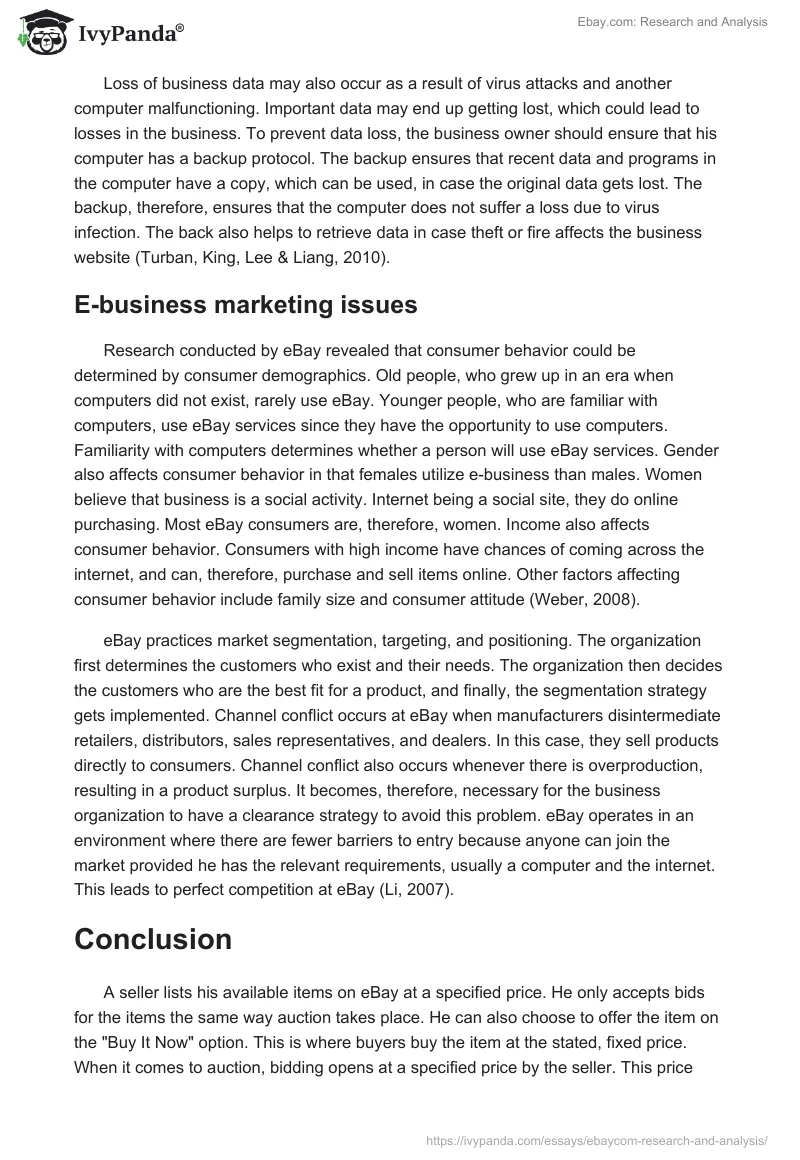 Ebay.com: Research and Analysis. Page 5