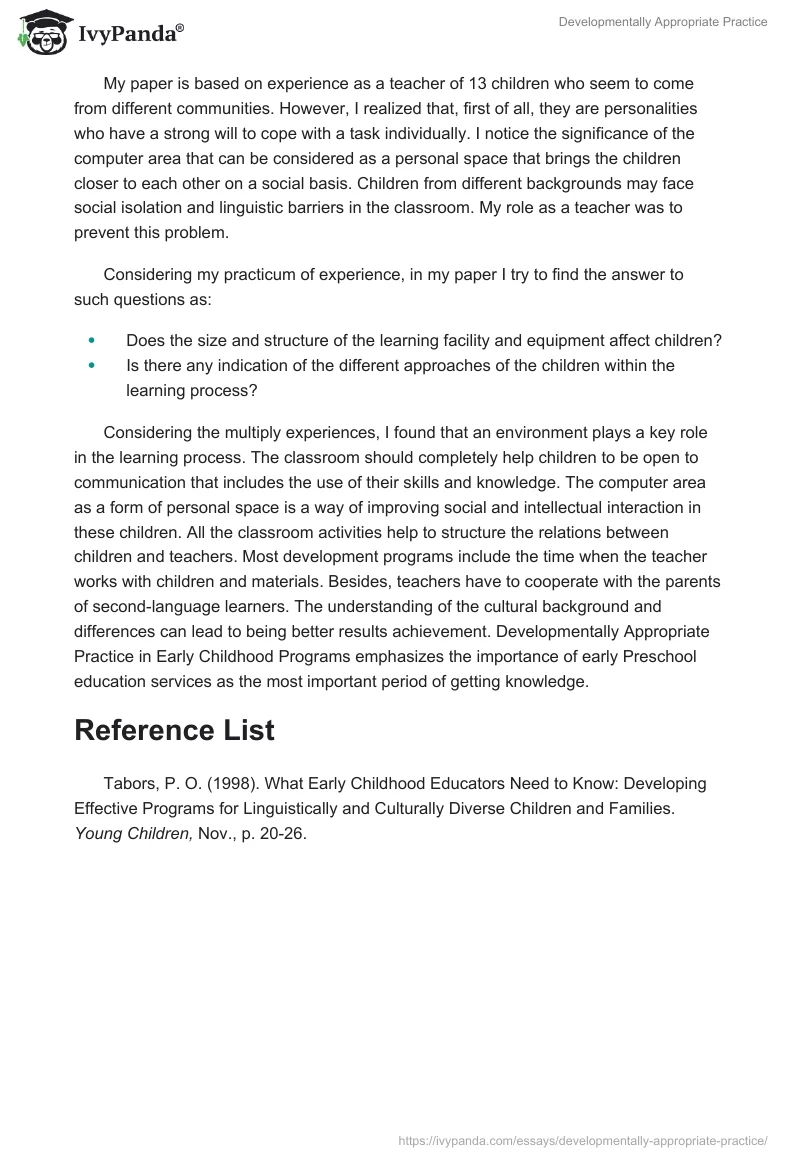 Developmentally Appropriate Practice. Page 2