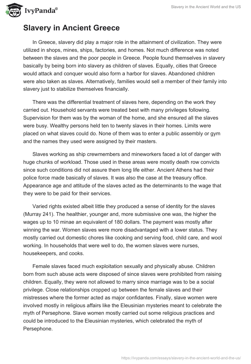 Slavery in the Ancient World and the US. Page 2