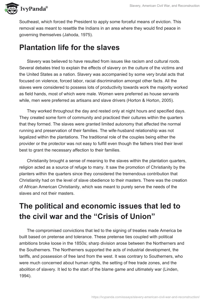 Slavery, American Civil War, and Reconstruction. Page 2