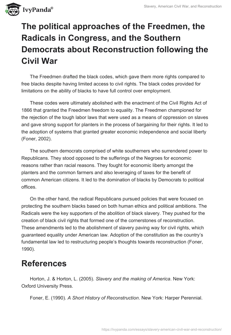 Slavery, American Civil War, and Reconstruction. Page 4