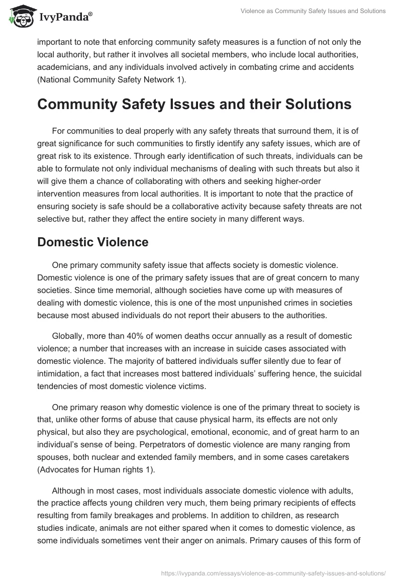 Violence as Community Safety Issues and Solutions. Page 2