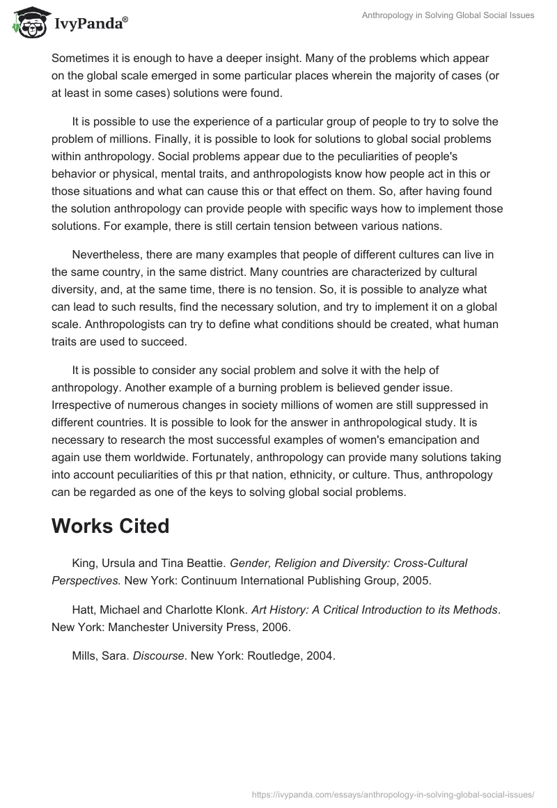 Anthropology in Solving Global Social Issues. Page 5
