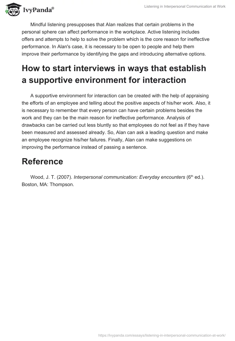Listening in Interpersonal Communication at Work. Page 3