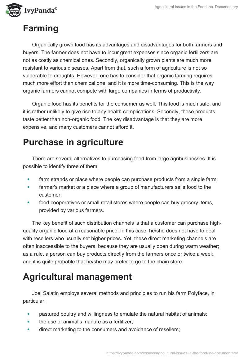 Agricultural Issues in the "Food Inc." Documentary. Page 2