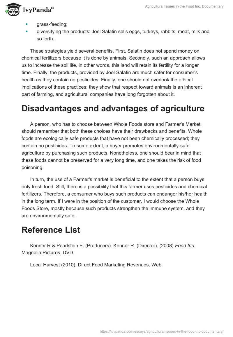 Agricultural Issues in the "Food Inc." Documentary. Page 3