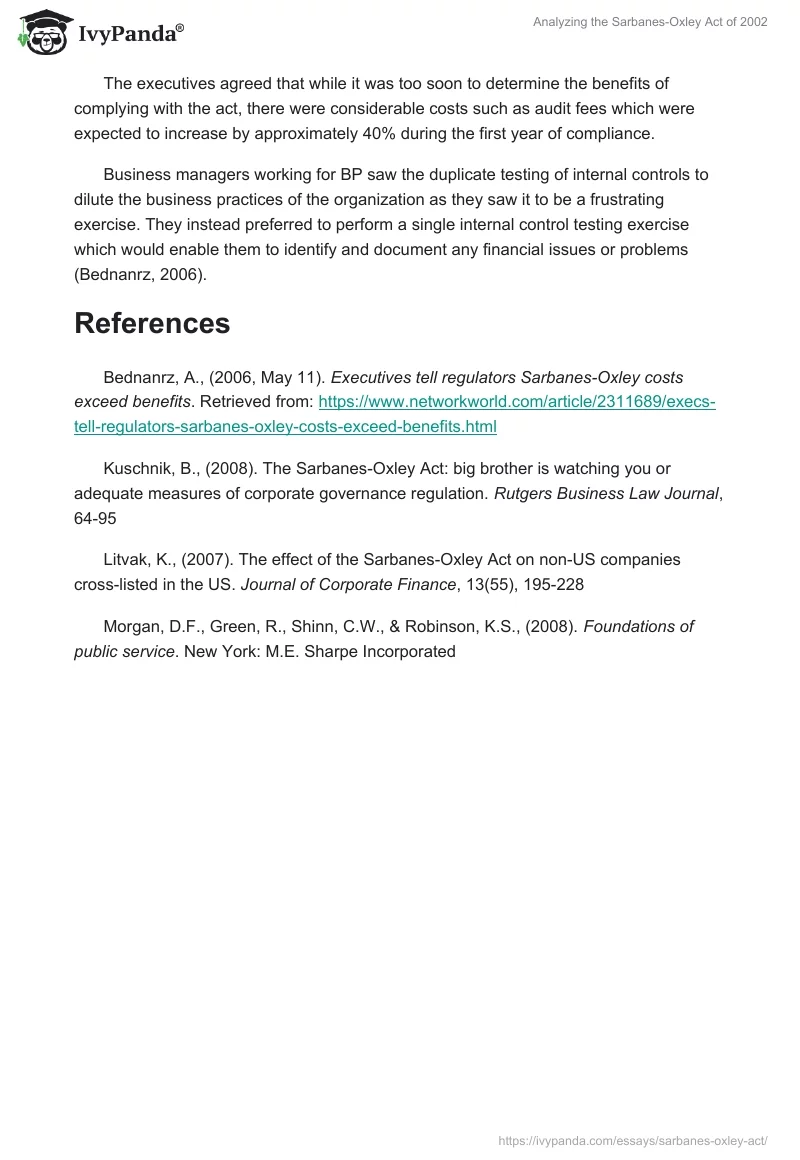 Analyzing the Sarbanes-Oxley Act of 2002. Page 4