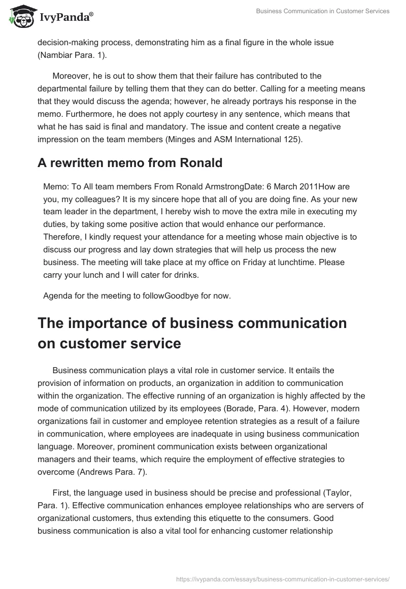Business Communication in Customer Services. Page 2