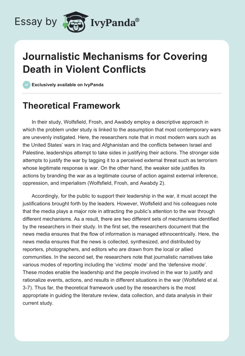 Journalistic Mechanisms for Covering Death in Violent Conflicts. Page 1
