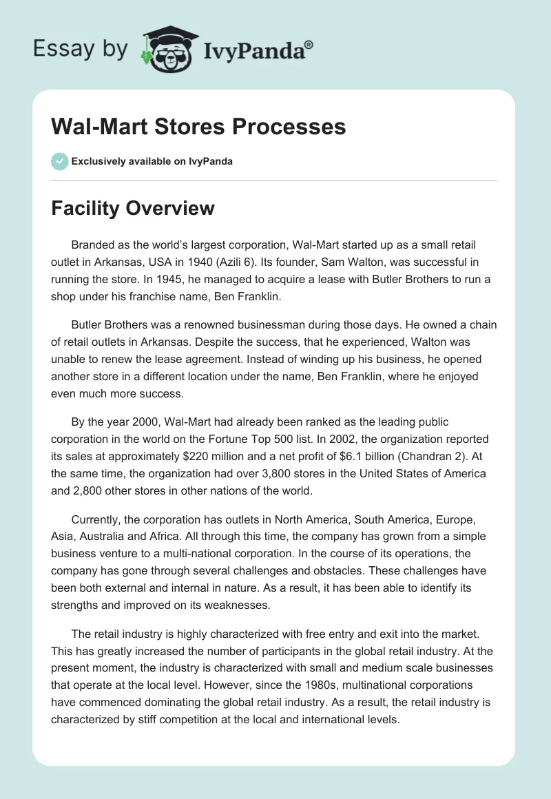 Wal-Mart Stores Processes. Page 1