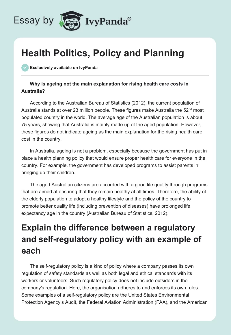 Health Politics, Policy and Planning. Page 1