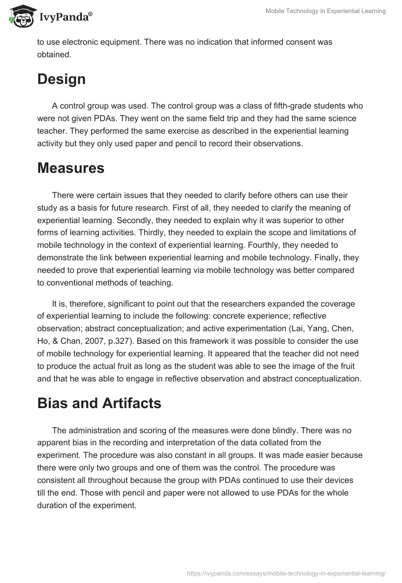 Mobile Technology in Experiential Learning. Page 2
