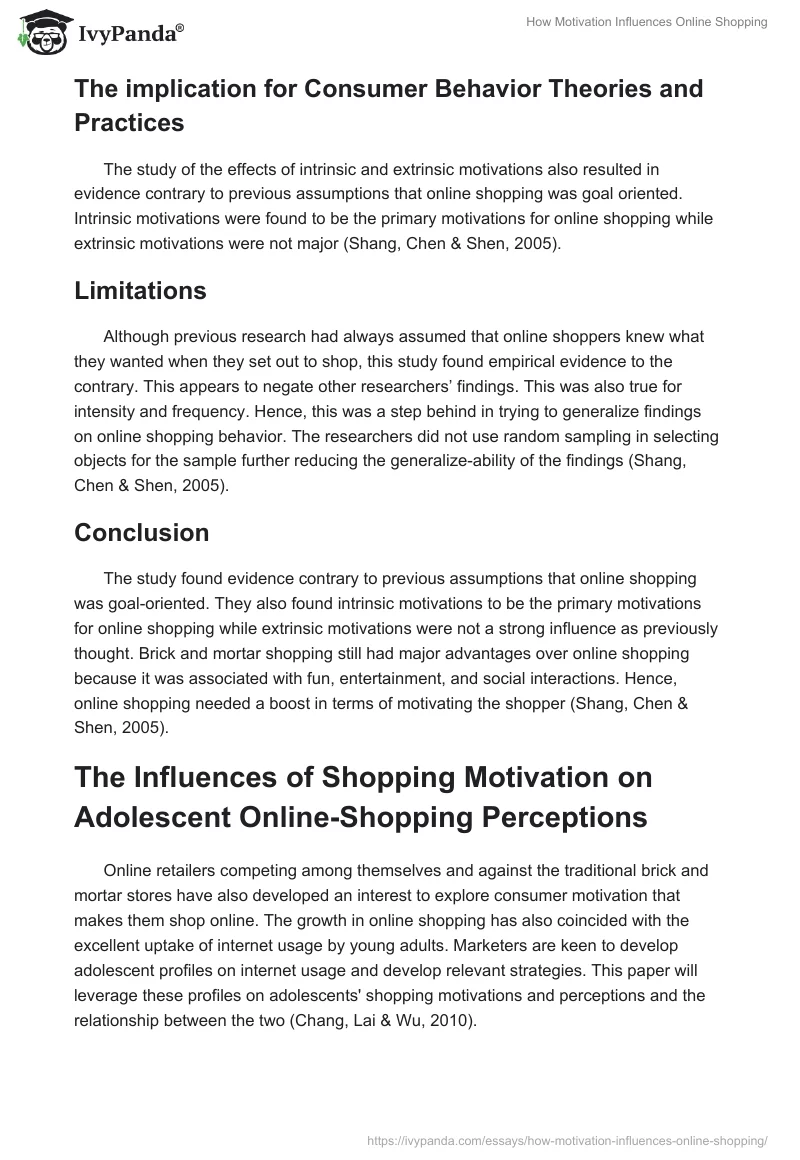 How Motivation Influences Online Shopping. Page 4