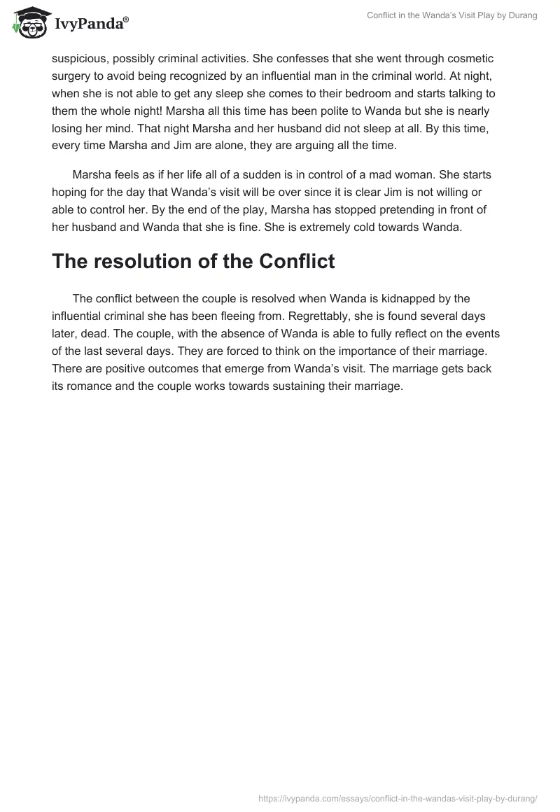 Conflict in the "Wanda’s Visit" Play by Durang. Page 2