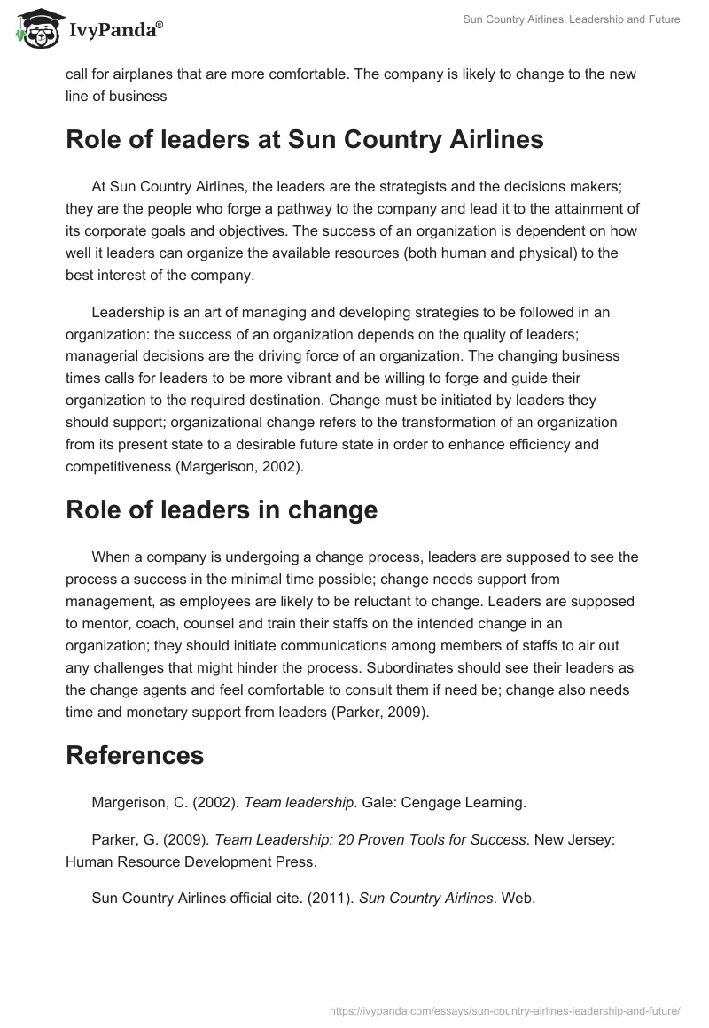Sun Country Airlines' Leadership and Future. Page 2