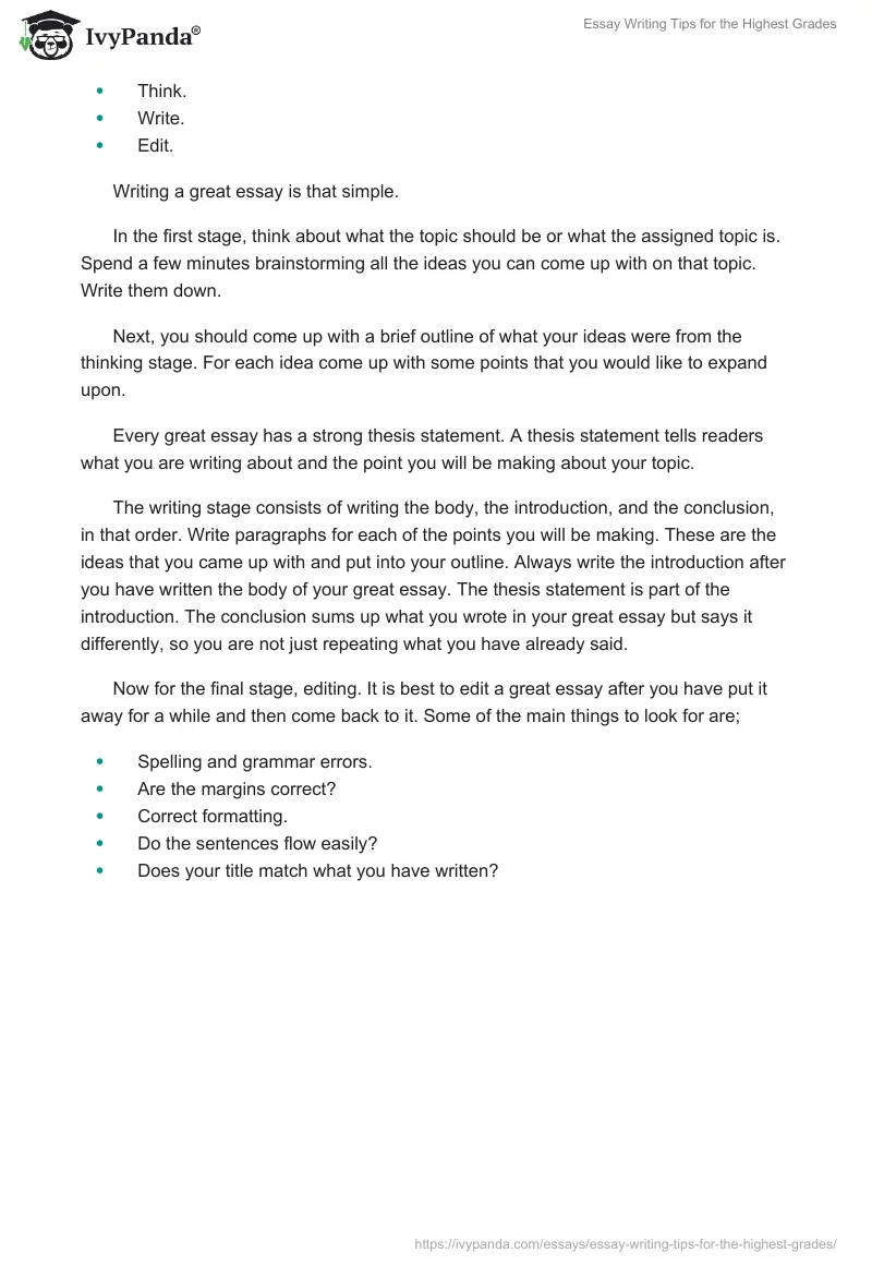 Essay Writing Tips for the Highest Grades. Page 3
