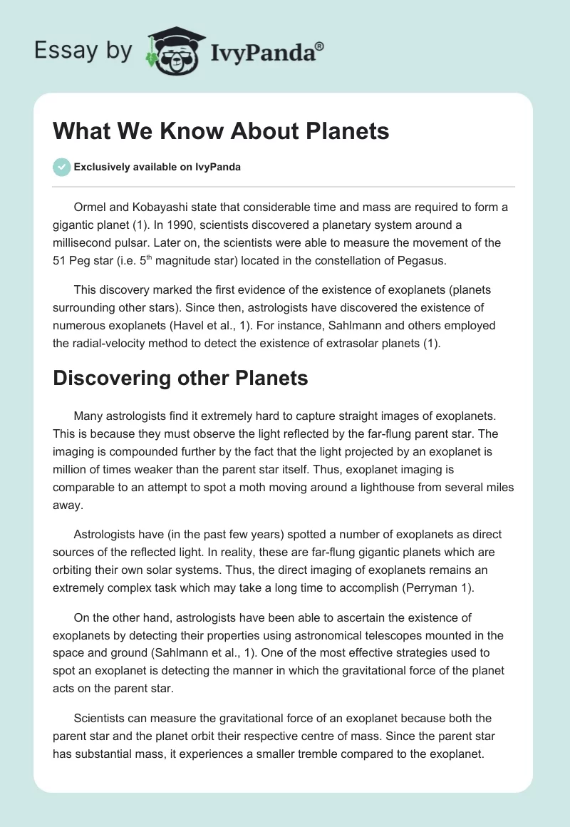 What We Know About Planets. Page 1
