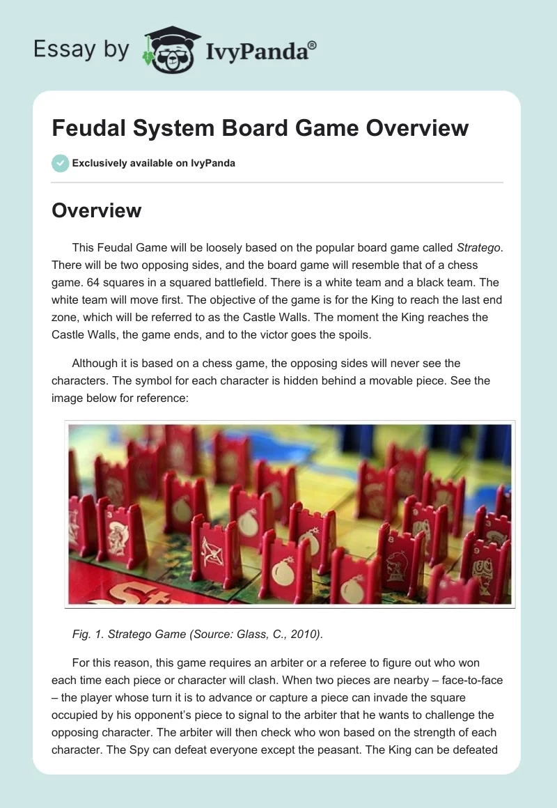 Feudal System Board Game Overview. Page 1