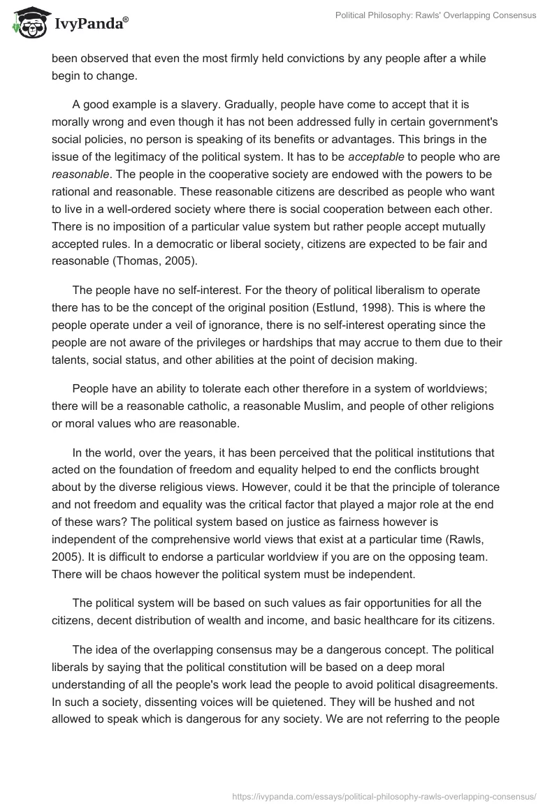 Political Philosophy: Rawls' Overlapping Consensus. Page 2