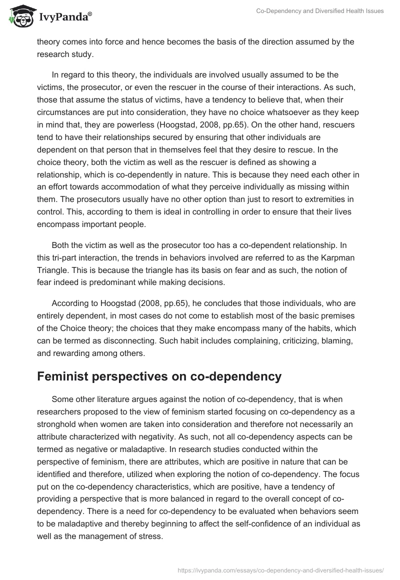 Co-Dependency and Diversified Health Issues. Page 5