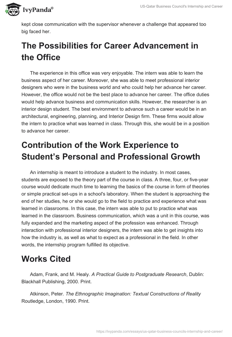 US-Qatar Business Council's Internship and Career. Page 4