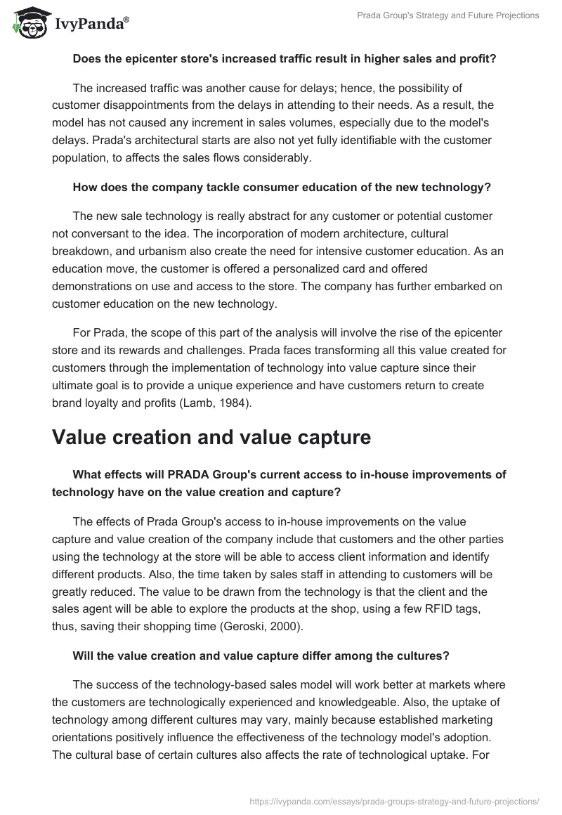 Prada Group's Strategy and Future Projections. Page 3