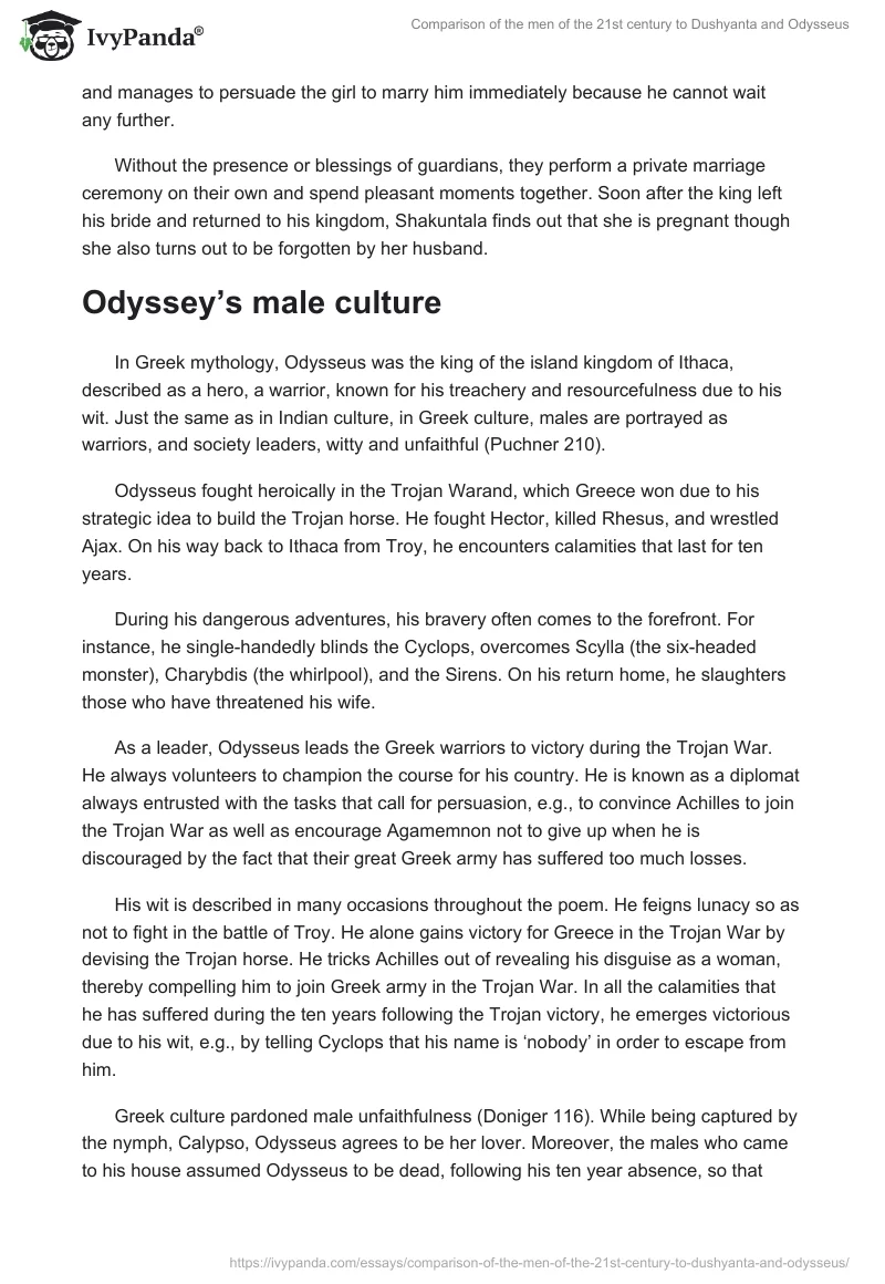Comparison of the Men of the 21st Century to Dushyanta and Odysseus. Page 2
