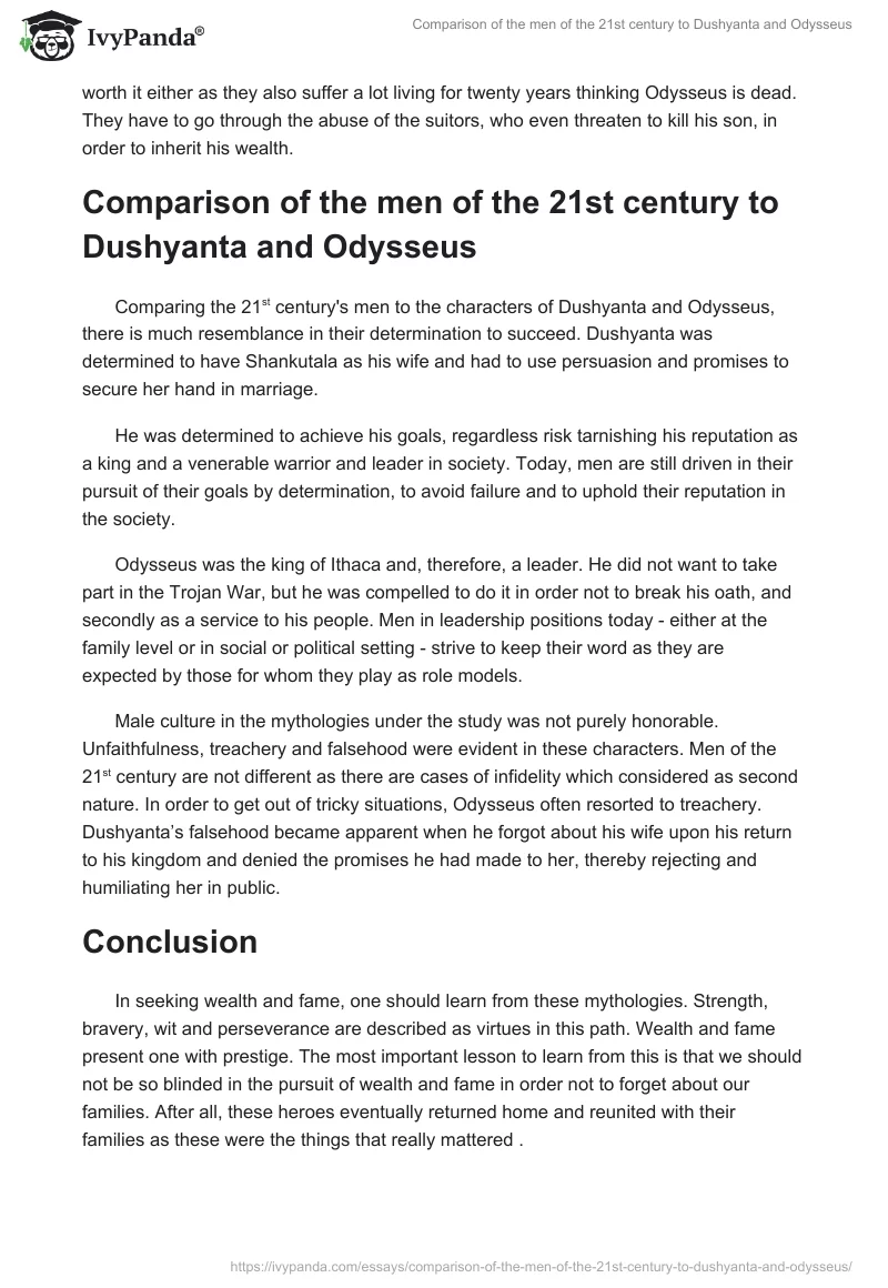 Comparison of the Men of the 21st Century to Dushyanta and Odysseus. Page 4