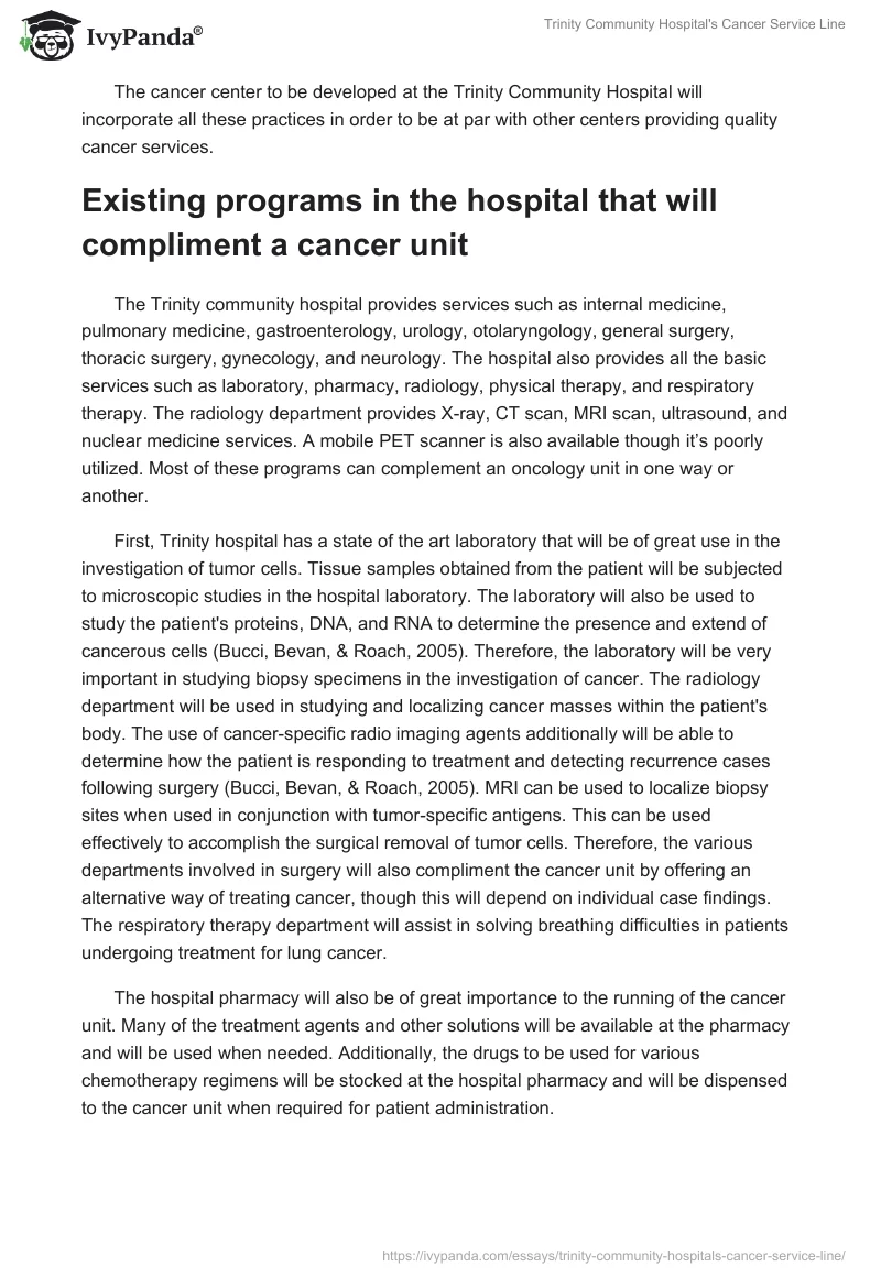 Trinity Community Hospital's Cancer Service Line. Page 4