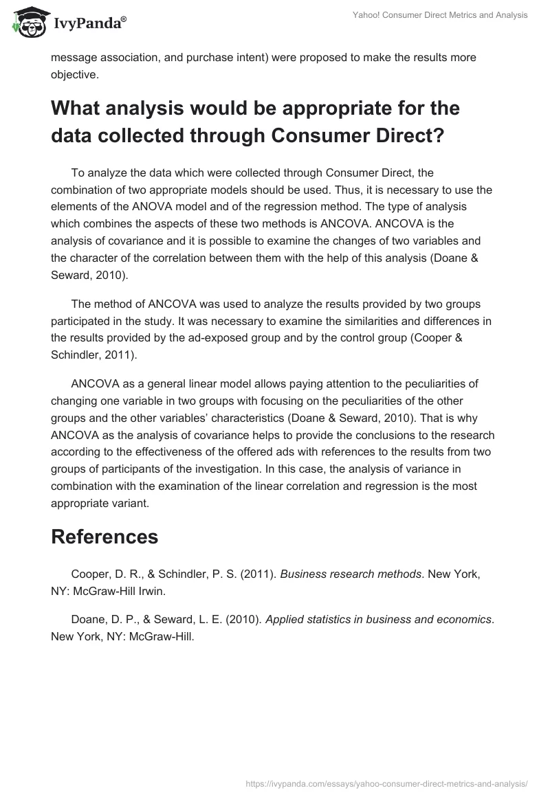 Yahoo! Consumer Direct Metrics and Analysis. Page 2