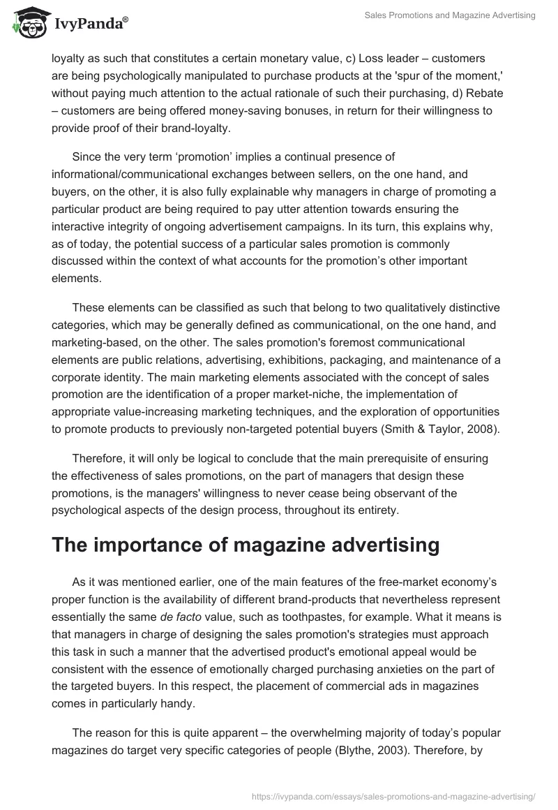 Sales Promotions and Magazine Advertising. Page 2