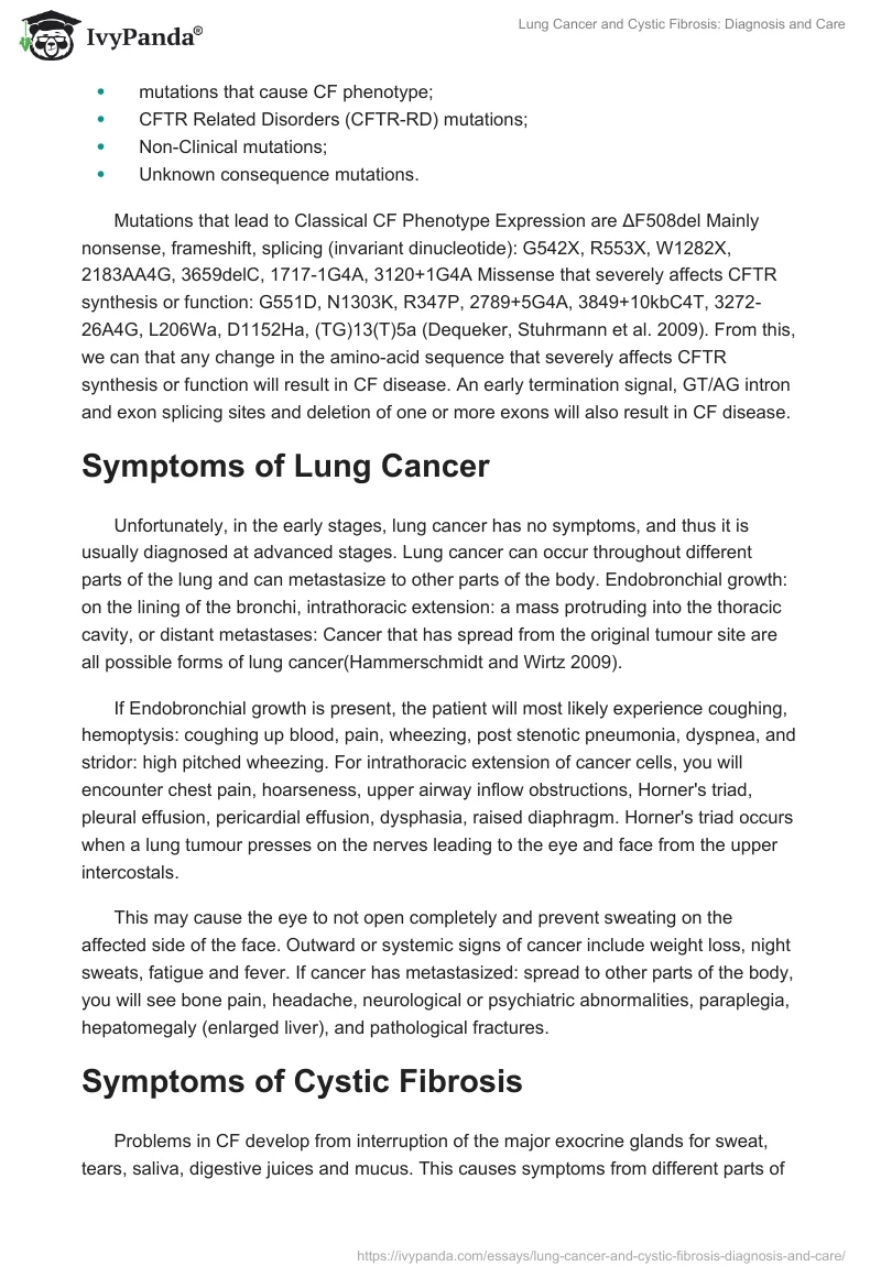 Lung Cancer and Cystic Fibrosis: Diagnosis and Care. Page 5