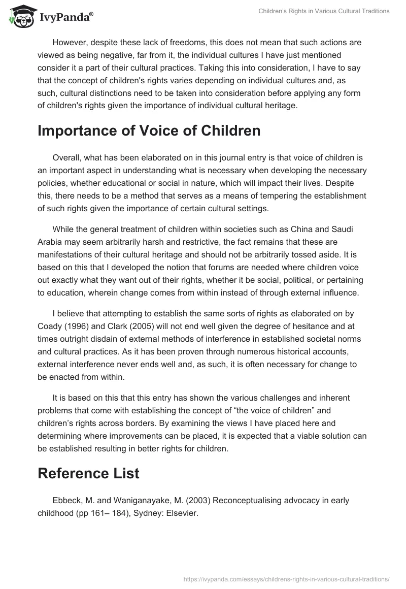 Children’s Rights in Various Cultural Traditions. Page 3
