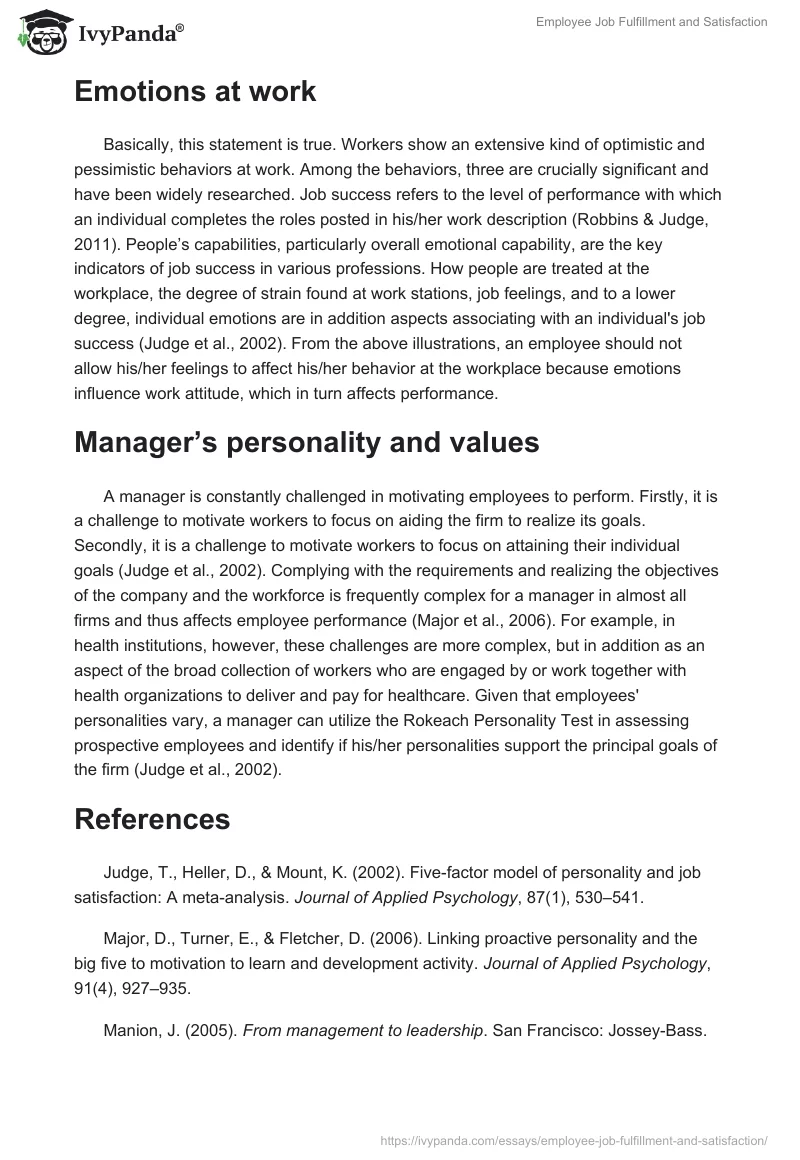 Employee Job Fulfillment and Satisfaction. Page 2